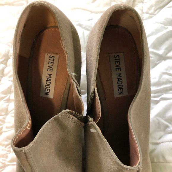 Steve Madden Grey Suede Platform Block Heels S 9.5 - Picture 3 of 4